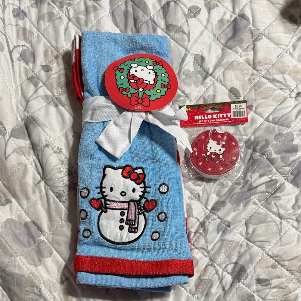Hello Kitty Festive Blue and Red Towel Set